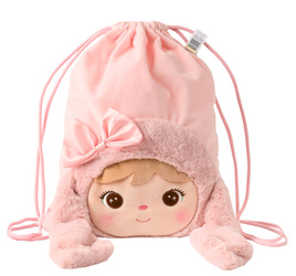 Metoo Smiled Fluffy Bunny with Bow Bag - Powder Pink