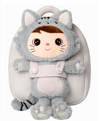 Metoo Smiled Fluffy Cat Boy Bacpack 2in1