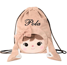 Metoo Personalized Smiled Beige Bunny with Bow Bag