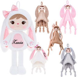 Metoo Set of Dolls - Personalized Fluffy White Bunny with Bow and DouDou