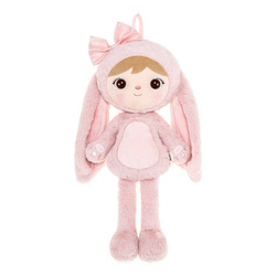 Metoo Fluffy Smiled Bunny with Bow - Powder Pink