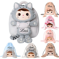 Metoo Personalized Smiled Fluffy Cat Boy Bacpack 2in1 and Bag - Set