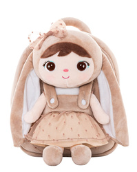 Metoo Beige Bunny with Bow Bacpack with Doll 2in1