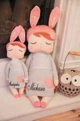 Metoo Angela Personalized XL Bunny Doll in Grey Dress