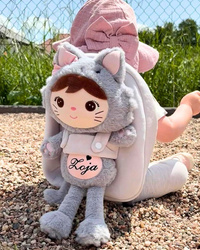 Metoo Personalized Smiled Fluffy Kitty with Bow Bacpack 2in1