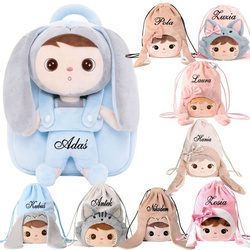 Metoo Personalized Blue Bunny Backpack with Doll 2in1 and Bag - Set