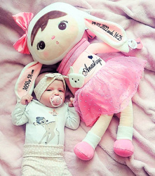 Metoo Personalized Pink Bunny with Bow XL Doll 70 cm
