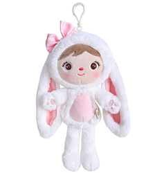 Metoo Mini Smiled Fluffy Bunny with Bow - White