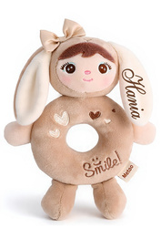 Metoo Rattle Personalized Beige Bunny with Bow