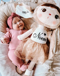 Lalka Metoo personalizowana Beżowa Królisia z Kokardką XL 70 cm