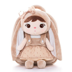 Metoo Beige Bunny with Bow Bacpack with Doll 2in1