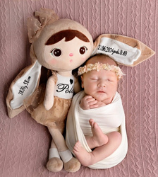Metoo Personalized Beige Bunny Doll with Bow