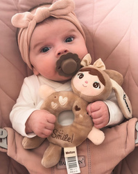 Metoo Rattle Personalized Beige Bunny with Bow
