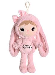 Lalka Metoo Mini personalizowana Puchata Królisia z Kokardką - Pudrowy Róż
