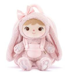 Metoo Smiled Fluffy Bunny with Bow Bacpack - Powder Pink 2in1