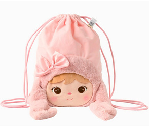 Metoo Smiled Fluffy Bunny with Bow Bag - Powder Pink