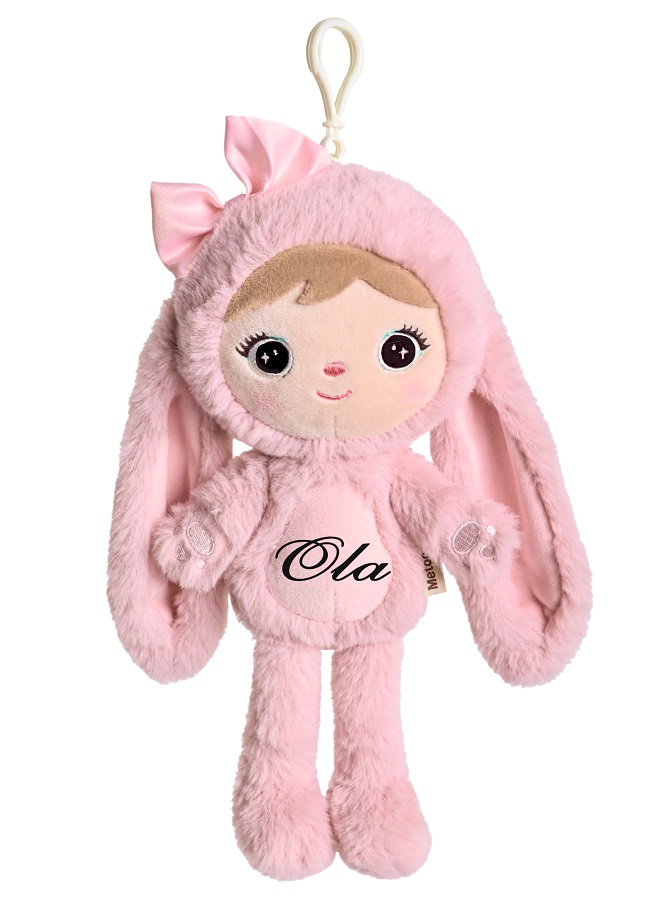 Lalka Metoo Mini personalizowana Puchata Królisia z Kokardką - Pudrowy Róż