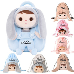 Metoo Personalized Blue Bunny Backpack with Doll 2in1 and Bag - Set