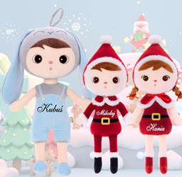 Metoo Set of Dolls - Personalized Blue Bunny Boy and Christmas Doll