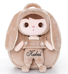 Metoo Personalized Beige Bunny Backpack with Doll 2in1