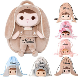 Metoo Personalized Beige Bunny Backpack with Doll 2in1 and Bag - Set