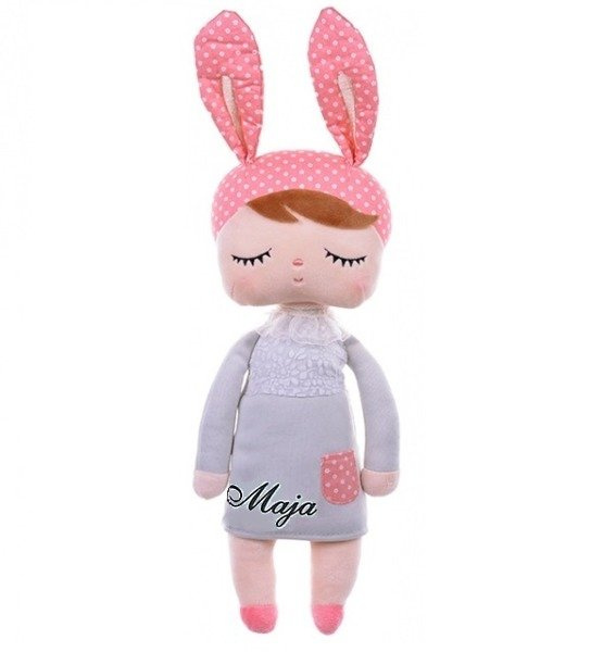 Metoo Angela Personalized Bunny Doll in Grey Dress Personalized Metoo Dolls Metoo Others sklep internetowy DomLalek