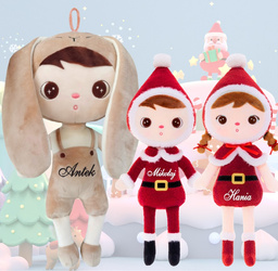 Metoo Set of Dolls - Personalized Beige Bunny Boy and Christmas Doll