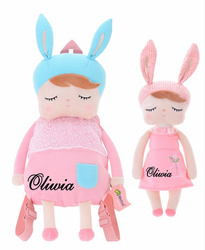 Personalized Set - Backpack and Bunny Doll in Pink Dress