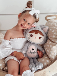 Metoo Personalized Smiled Fluffy Kitty with Bow Doll