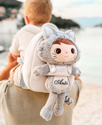 Metoo Personalized Smiled Fluffy Cat Boy Bacpack 2in1
